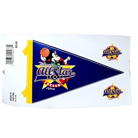 Disney Resort Paris 2004 Pin & Sticker Allstars Mickey Mouse USA LOT New Vintage - Picture 3 of 7